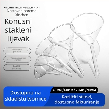Trokutasti stakleni lijevak za laboratorijsko filtriranje, kratkim vratom, veličine 40/60/90 mm