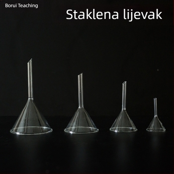 Stakleni trokutasti lijevak s kratkom cijevi, koničnog oblika, kemijska laboratorijska oprema, 40, 60, 75, 90 mm