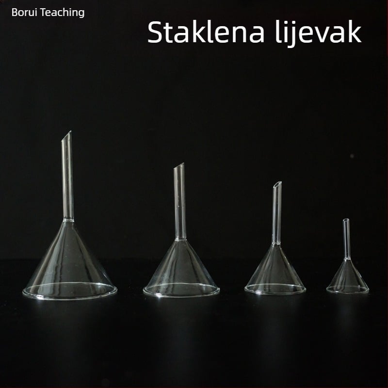 Stakleni trokutasti lijevak s kratkom cijevi, koničnog oblika, kemijska laboratorijska oprema, 40, 60, 75, 90 mm