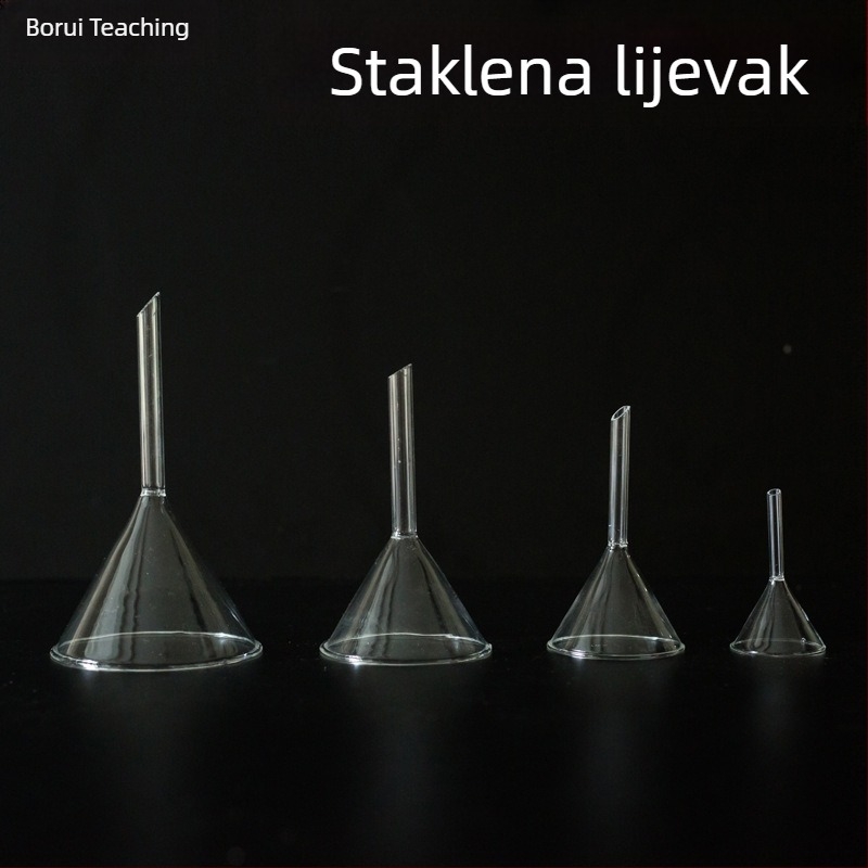 Stakleni trokutasti lijevak s kratkom cijevi, koničnog oblika, kemijska laboratorijska oprema, 40, 60, 75, 90 mm