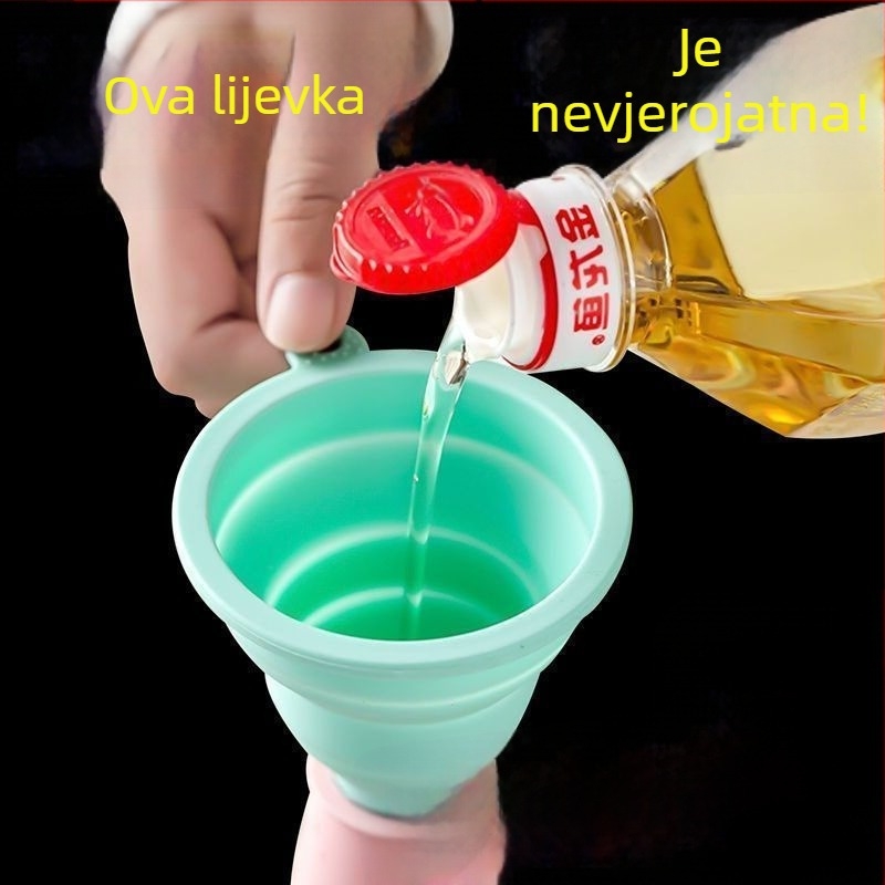 Sklopivi mini lijevak za kućnu upotrebu, silikonski lijevak s velikim promjerom za ulje i vino, mala veličina