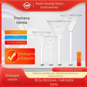 Lijevak od borosilikatnog stakla, dugi i kratki vrat, trokutasti laboratorijski konični lijevak, zadebljani dizajn