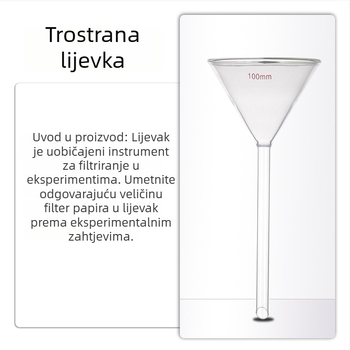 Lijevak od borosilikatnog stakla, dugi i kratki vrat, trokutasti laboratorijski konični lijevak, zadebljani dizajn
