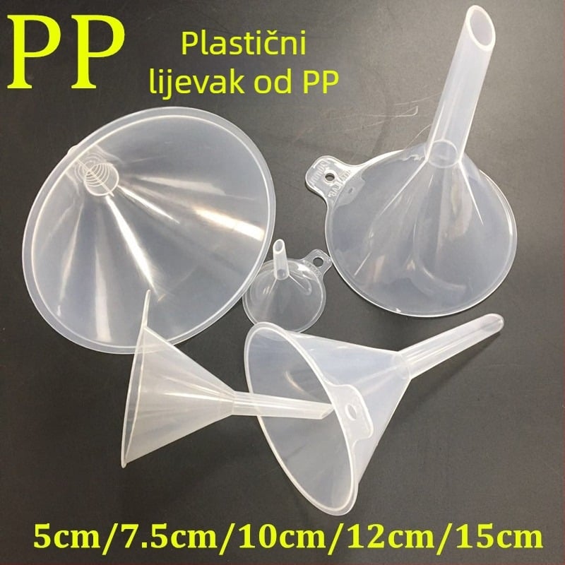 Plastični lijevak s velikim promjerom i dugim vratom, trokutast konusni oblik, PP materijal, za prijenos ulja i precizno izlijevanje