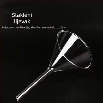 Staklena trokutasta i konusna lijevak, kemijski lijevak, promjeri 60/75/90/100/120/150 mm