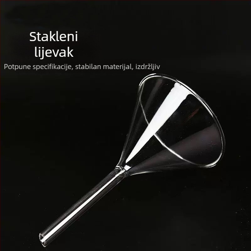 Staklena trokutasta i konusna lijevak, kemijski lijevak, promjeri 60/75/90/100/120/150 mm