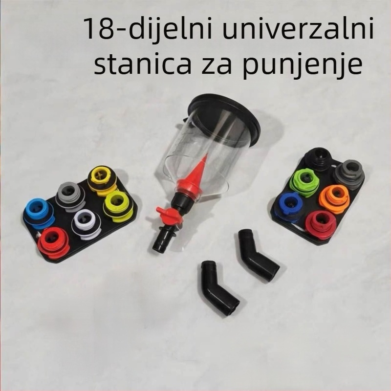 18-dijelni set lijevova za dopunu antifriza u automobilima, univerzalan za više modela, prijenosan i sve-u-jednom za dolijevanje