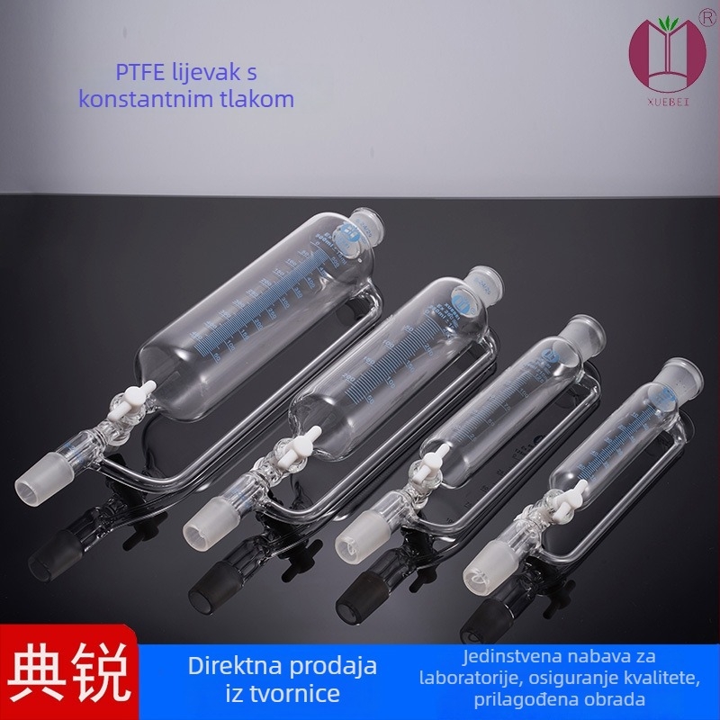 Cilindrična separacijska tikva s PTFE piston i stalnim tlakom, model F4, PTFE slavina