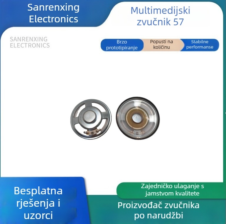 57 multimedijski zvučnik, 4 Ω, 2 W / 3 W, 8 Ω, 2 W / 3 W, mali zvučnik za glasovne objave, vodootporan