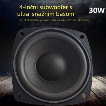 4-inčni subwoofer, 4 Ω, 30 W, visokoučinkoviti srednobosni zvučnik, promjer 105 mm