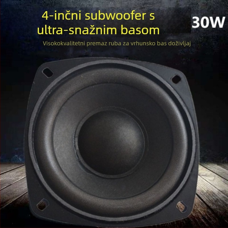 4-inčni subwoofer, 4 Ω, 30 W, visokoučinkoviti srednobosni zvučnik, promjer 105 mm