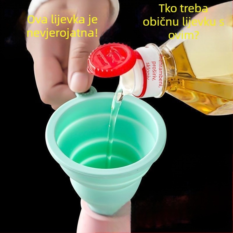 Lijevak od silikona, sklopivi za kućnu upotrebu, s malim promjerom za izlijevanje ulja.