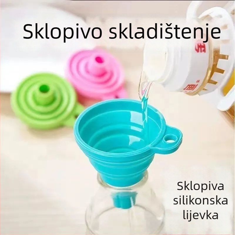 Lijevak od silikona, sklopivi za kućnu upotrebu, s malim promjerom za izlijevanje ulja.