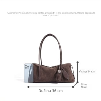 Ženska torba Boston za jesen-zimu, nišni dizajn, torba za rame od nubuk kože, premium dojam