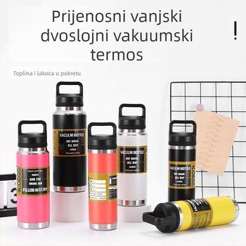 Termos od nehrđajućeg čelika 304 s vakuum izolacijom, s ručkom, velik kapacitet za outdoor aktivnosti