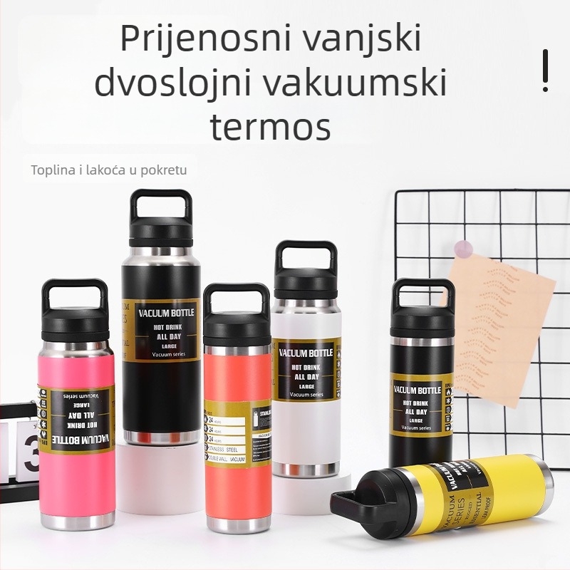 Termos od nehrđajućeg čelika 304 s vakuum izolacijom, s ručkom, velik kapacitet za outdoor aktivnosti
