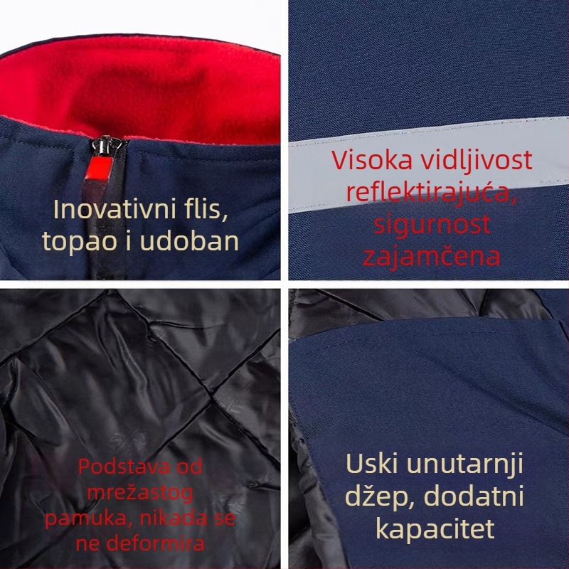 Zimska radna prsluk s pamukom podstavom i odvojivom podstavom