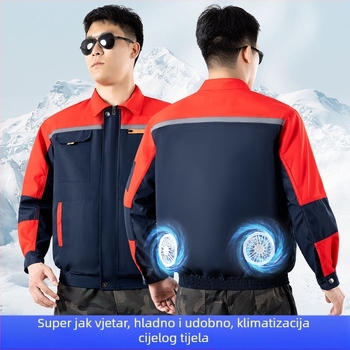 Lagana radna jakna s integriranim ventilatorom za hlađenje, otporna na prljavštinu, u boji po izboru, za građevinske radnike, otporna na vatru, mješavina pamuka i lana