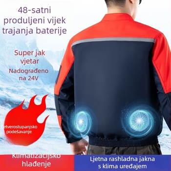 Lagana radna jakna s integriranim ventilatorom za hlađenje, otporna na prljavštinu, u boji po izboru, za građevinske radnike, otporna na vatru, mješavina pamuka i lana