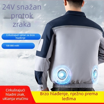 Lagana radna jakna s integriranim ventilatorom za hlađenje, otporna na prljavštinu, u boji po izboru, za građevinske radnike, otporna na vatru, mješavina pamuka i lana