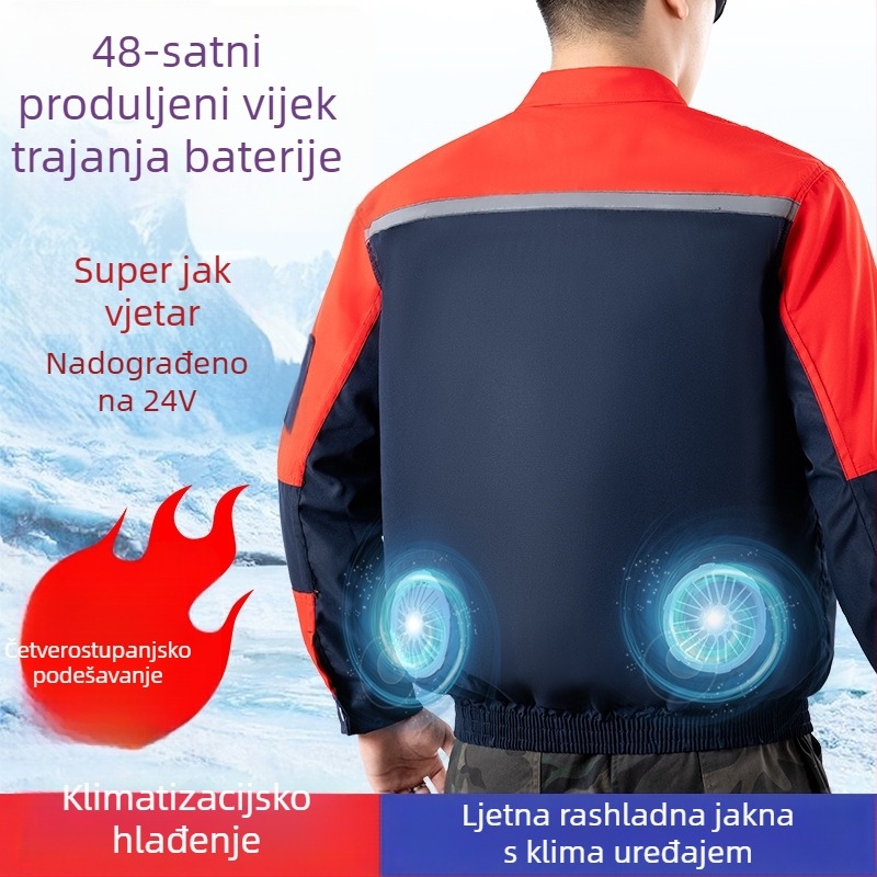 Lagana radna jakna s integriranim ventilatorom za hlađenje, otporna na prljavštinu, u boji po izboru, za građevinske radnike, otporna na vatru, mješavina pamuka i lana