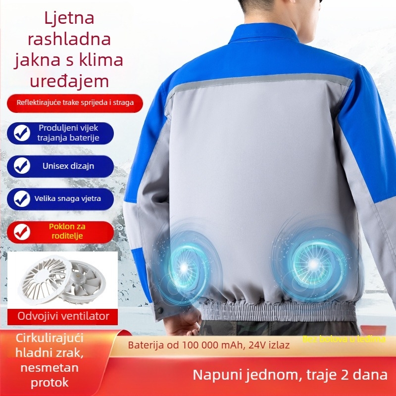 Lagana radna jakna s integriranim ventilatorom za hlađenje, otporna na prljavštinu, u boji po izboru, za građevinske radnike, otporna na vatru, mješavina pamuka i lana