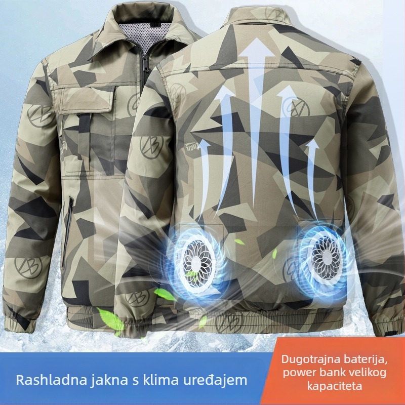 Lagana radna jakna s integriranim ventilatorom za hlađenje, otporna na prljavštinu, u boji po izboru, za građevinske radnike, otporna na vatru, mješavina pamuka i lana