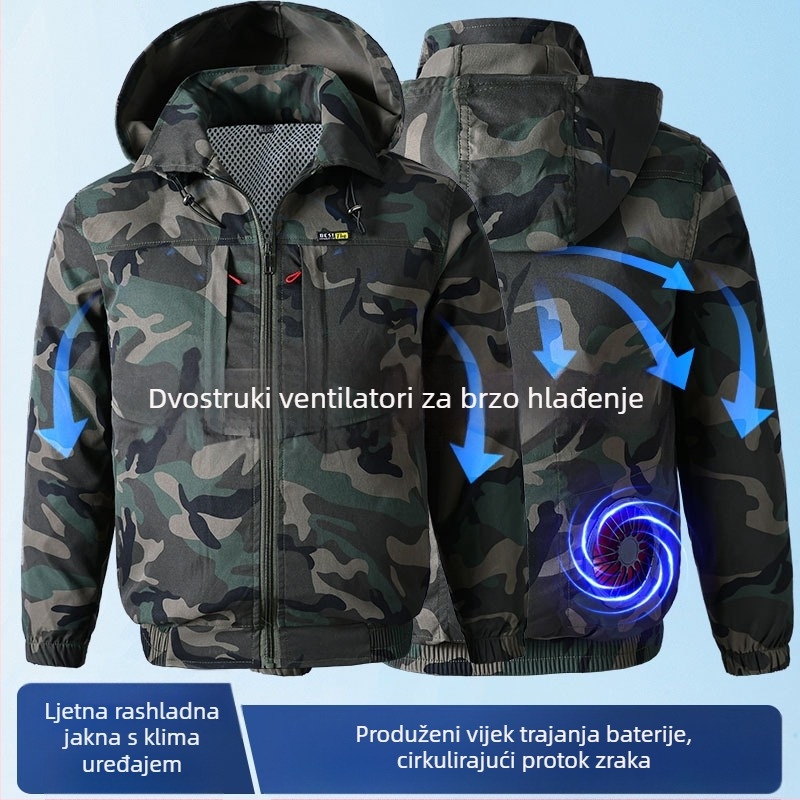 Lagana radna jakna s integriranim ventilatorom za hlađenje, otporna na prljavštinu, u boji po izboru, za građevinske radnike, otporna na vatru, mješavina pamuka i lana