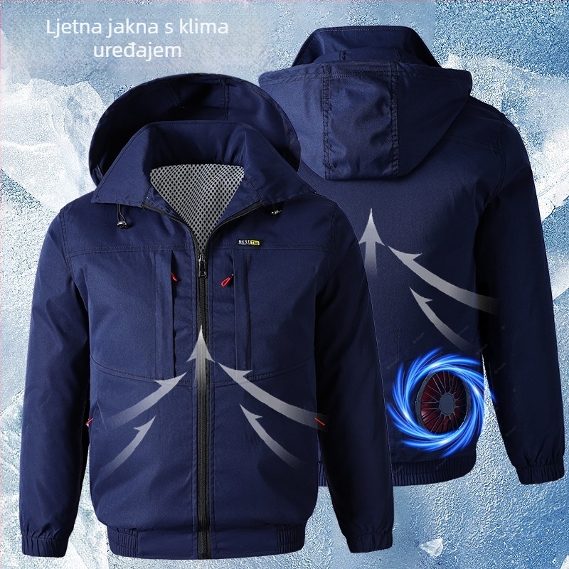 Lagana radna jakna s integriranim ventilatorom za hlađenje, otporna na prljavštinu, u boji po izboru, za građevinske radnike, otporna na vatru, mješavina pamuka i lana