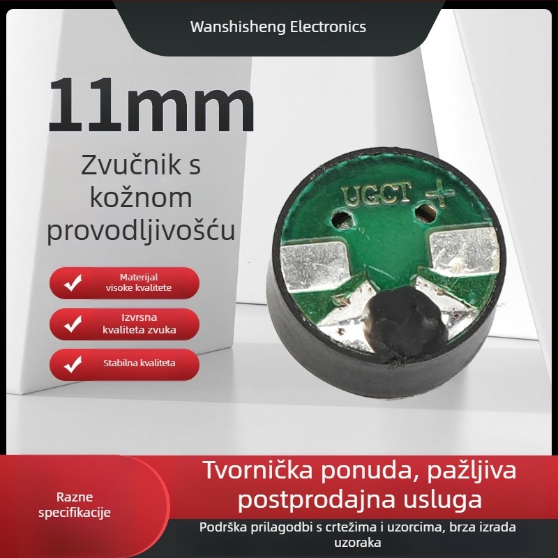 11 mm zvučnik koštane kondukcije za Bluetooth slušalice, 8 Ω, 1 W
