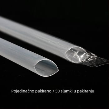 Jednokratna prozirna debela slamka, 50 kom., za čaj s perlama i kašu, plastična, pojedinačno pakirana
