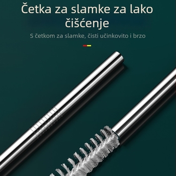 Slama-žlica od nehrđajućeg čelika 316, jedinstven komad, dvostruka upotreba za filtriranje i miješanje, metalna slamka za piće, velik promjer