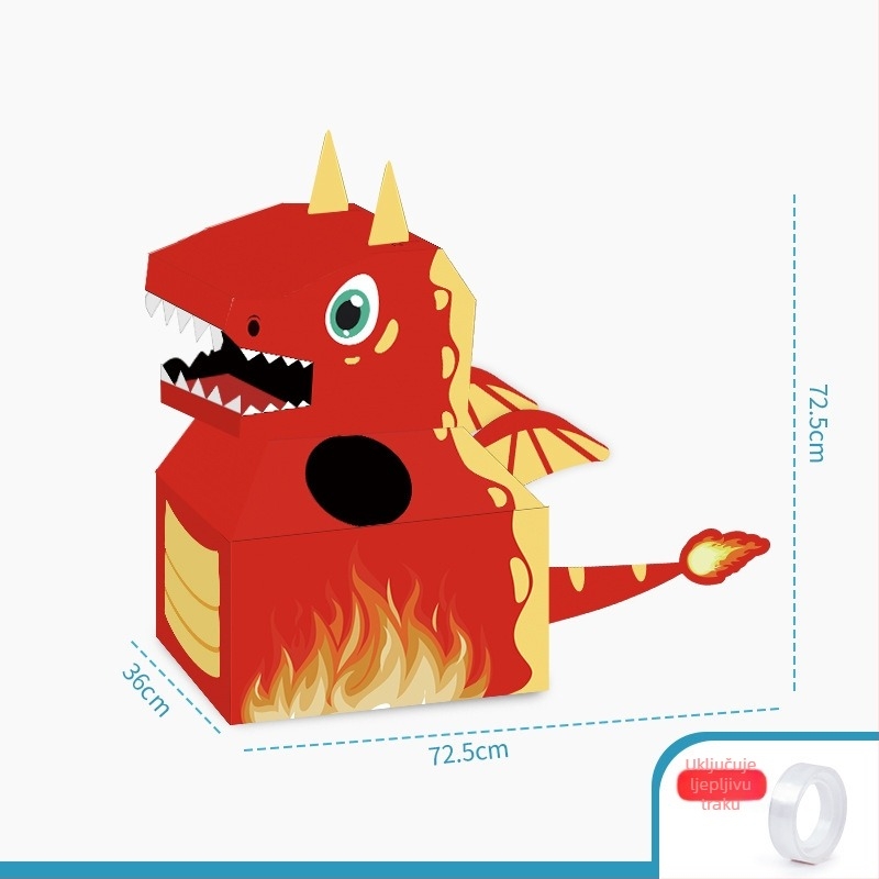 Kartonski kostim dinosaura za djecu 3-6 godina, DIY sklapanje, rekvizita za vrtić
