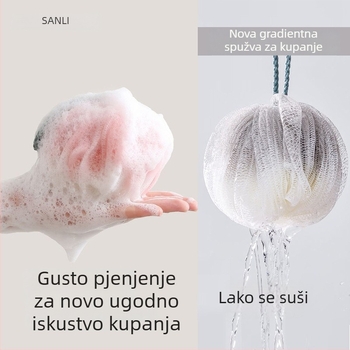 Sanli PE set za kupanje: kugla za kupanje s pjenu, ručnik za kupanje, četka za leđa i kupalni cvijet