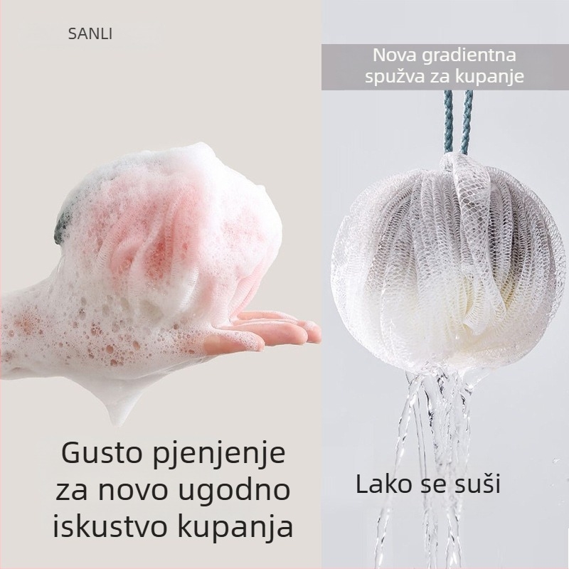 Sanli PE set za kupanje: kugla za kupanje s pjenu, ručnik za kupanje, četka za leđa i kupalni cvijet