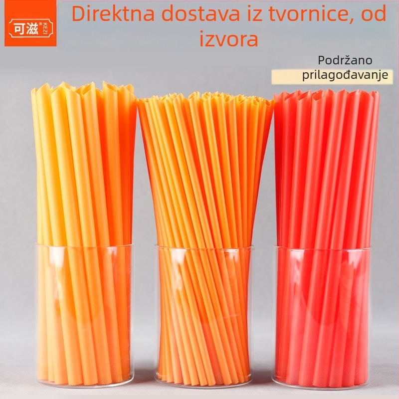 Narančaste slamke za bubble tea, jednokratne, individualno pakirane, ravne, 200 komada