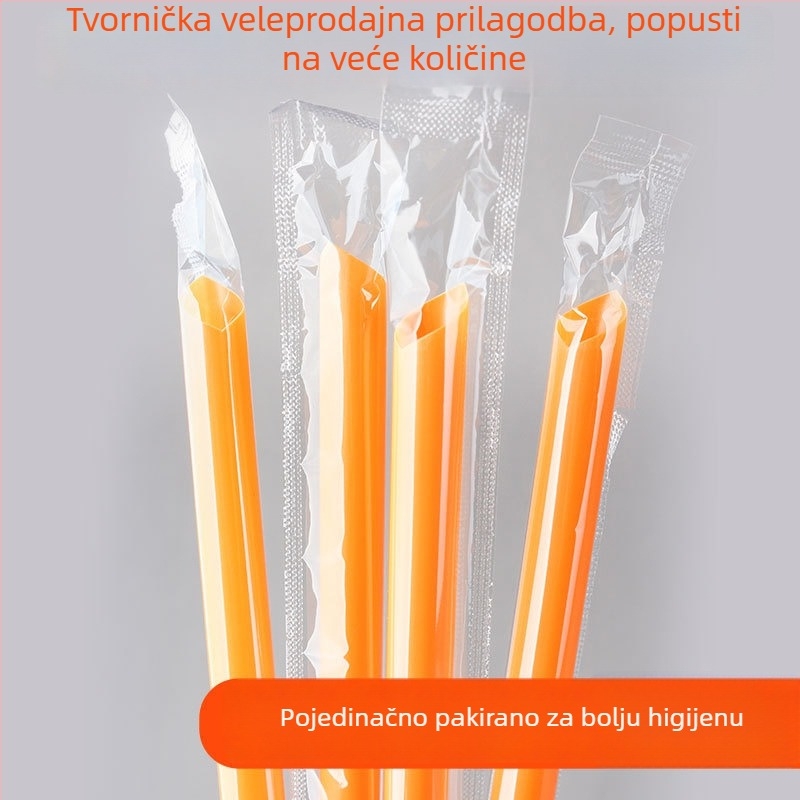 Narančaste slamke za bubble tea, jednokratne, individualno pakirane, ravne, 200 komada