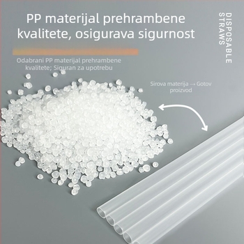 Jednokratne slamke od PP materijala, individualno pakirane, plast za hranu, ravna cijev, za kavu, hladna pića i bubble tea