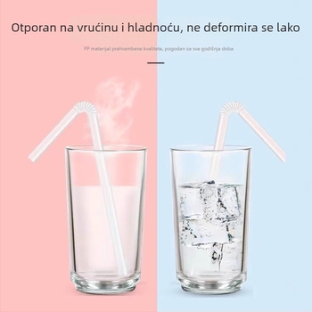 Kutija s 300 savijenih PP jednokratnih slamki, BPA-free, biološki razgradivo, u papirnatoj kutiji, pojedinačno pakirano