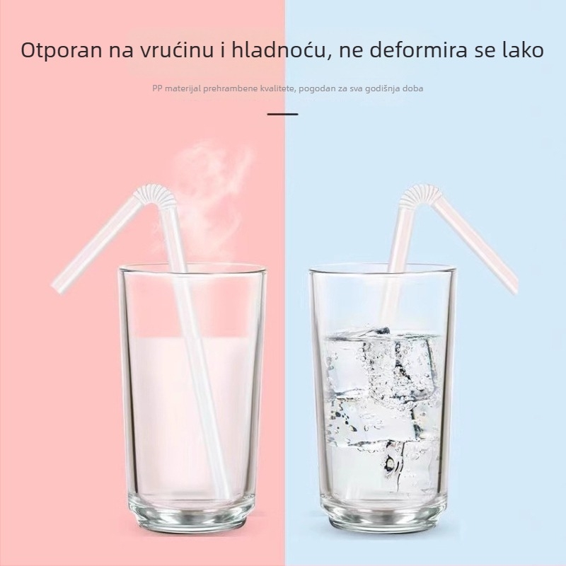 Kutija s 300 savijenih PP jednokratnih slamki, BPA-free, biološki razgradivo, u papirnatoj kutiji, pojedinačno pakirano