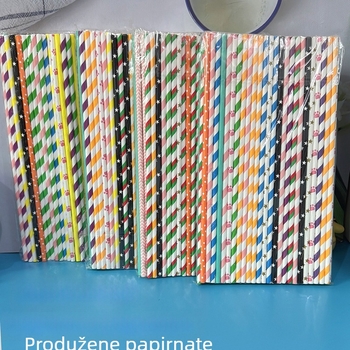 Set od 100 dugih papirnatih slamki za marshmallow, 6x30, višebojne ukrasne štapiće za desert, šuplje