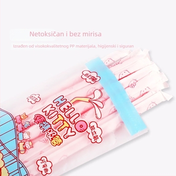 Yijie Sanrio suradnja, jednokratne slamke, 25 komada u pakiranju, crtani dizajn, savitljive, pojedinačno zapakirane