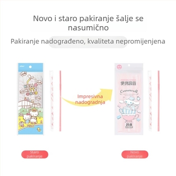 Yijie Sanrio suradnja, jednokratne slamke, 25 komada u pakiranju, crtani dizajn, savitljive, pojedinačno zapakirane