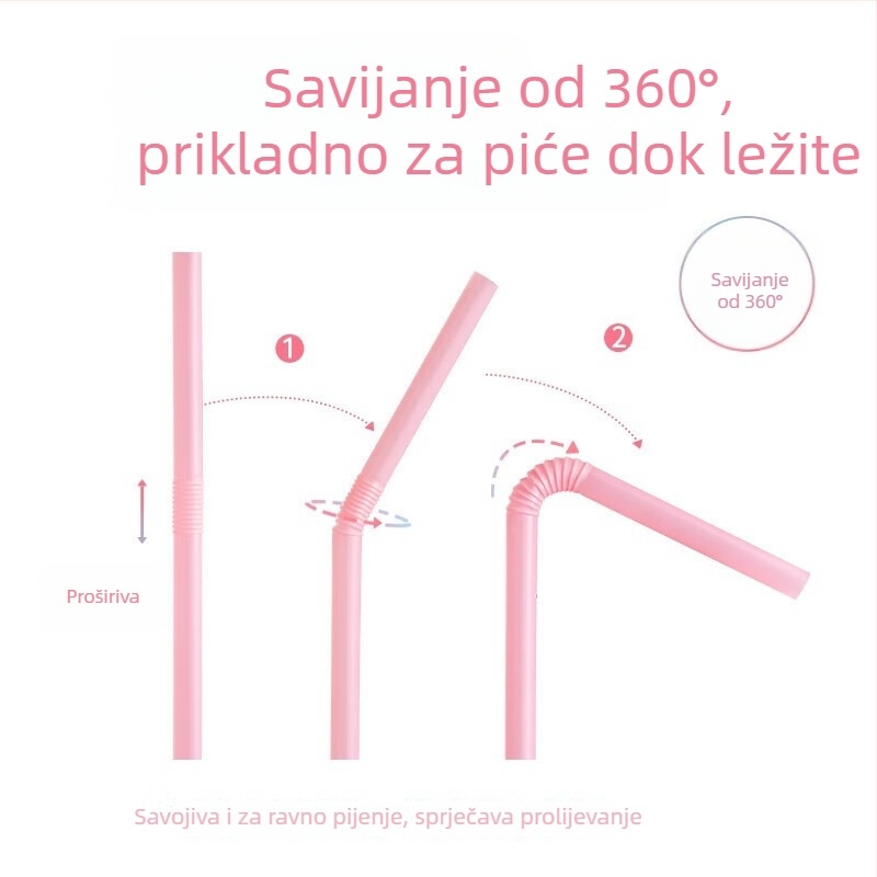 Yijie Sanrio suradnja, jednokratne slamke, 25 komada u pakiranju, crtani dizajn, savitljive, pojedinačno zapakirane
