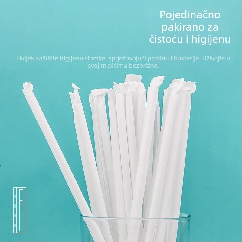 Pasture jednokratne savitljive slamke, individualno pakirane, za sokove, čaj s mlijekom i Colu