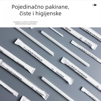 Jednokratne PLA slamke, hrana kvaliteta polilaktid, otporne na visoke temperature, pojedinačno zapakirane debele slamke za čaj s mlijekom