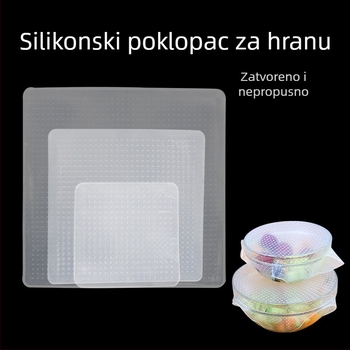 Silikonski poklopci za hranu, višekratna upotreba za hladnjak, mikrovalna kompatibilnost, prozirni, 2 komada