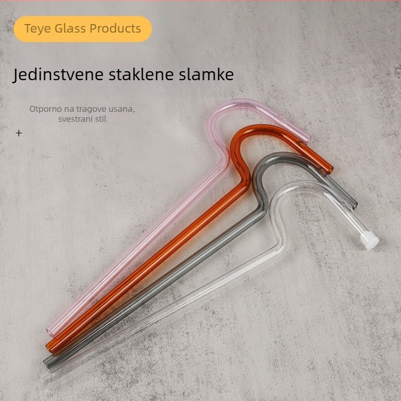Staklena slamka od borosilikatnog stakla, s posebnim zakrivljenim oblikom
