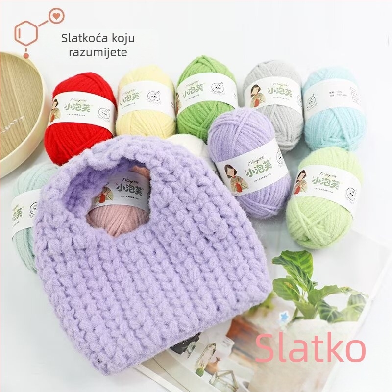 3 mm ljepljena rižina nitza DIY, debeli vuneni konac od pamuka, mousse tekstura u oblaku – za pletenje torbe, šešira i šalova