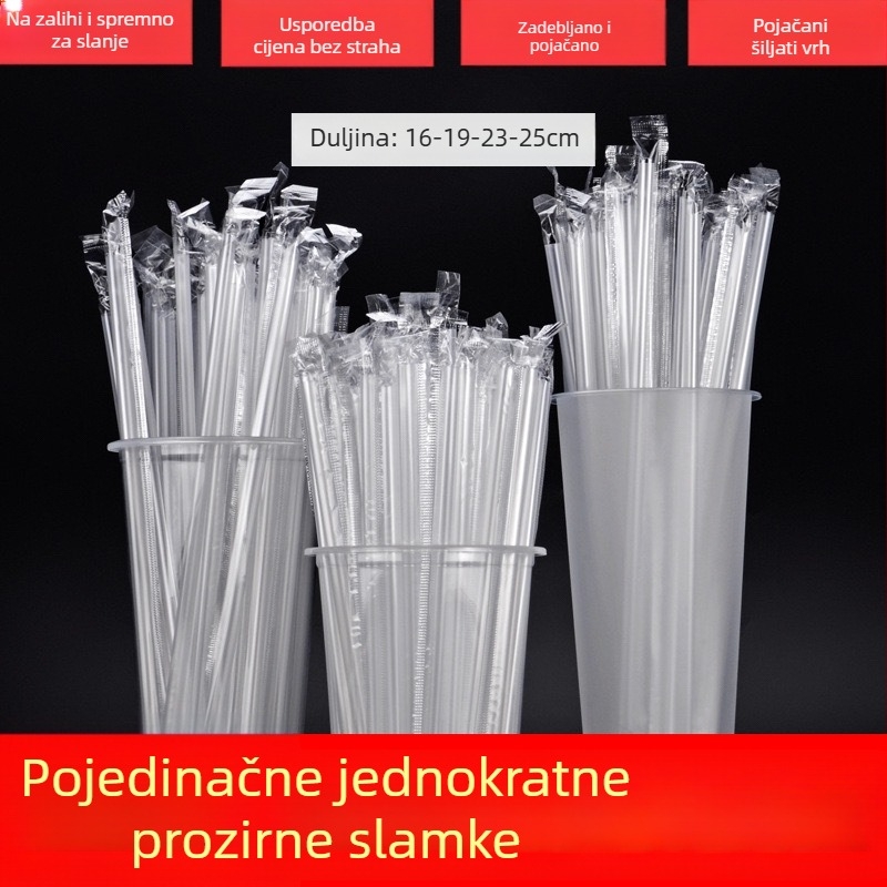 Jednokratna slamka za Cola napitke s debelim tvrdim vrhom, višebojna, PP materijal za prehrambenu upotrebu